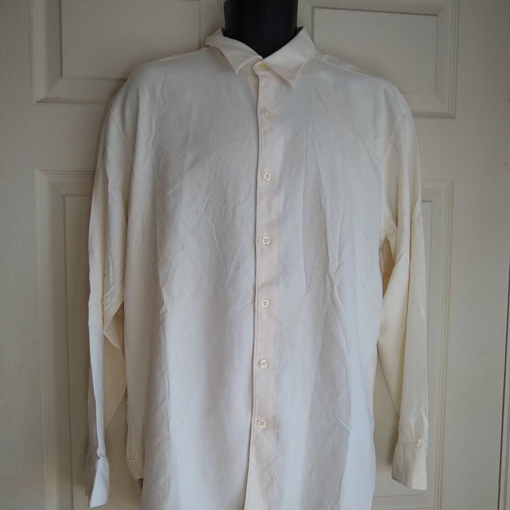 Tommy Bahama Men's Weekend Tropics 100% Silk Shirt Cream long sleev